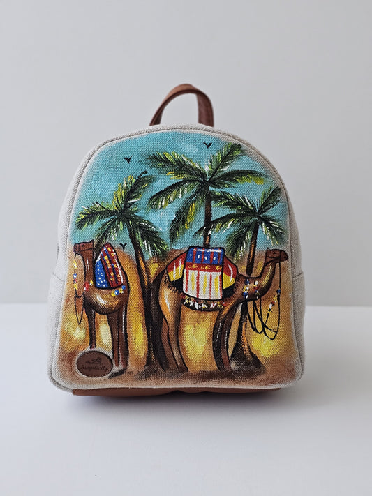 Fabric Mini Backpack Camels