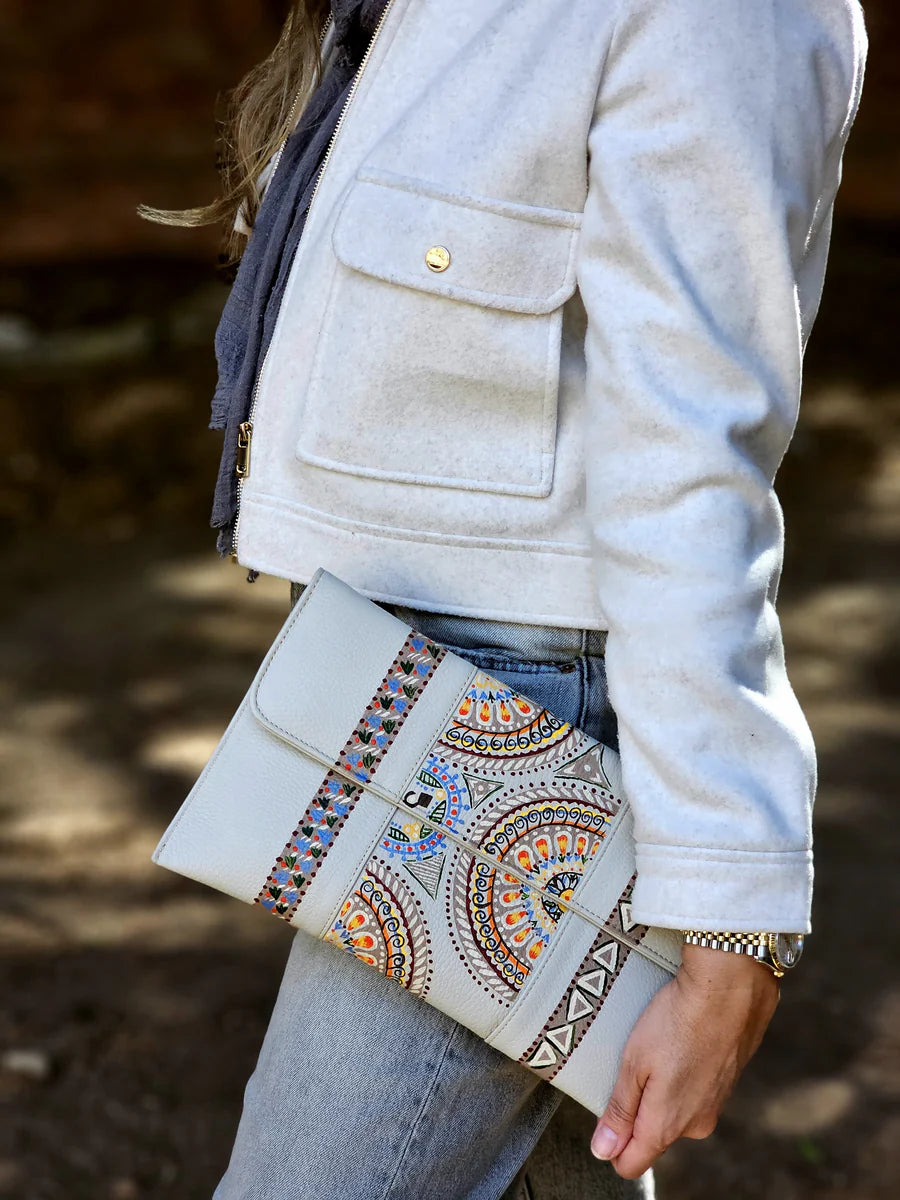 Leather Envelope Multi Color Beige Base