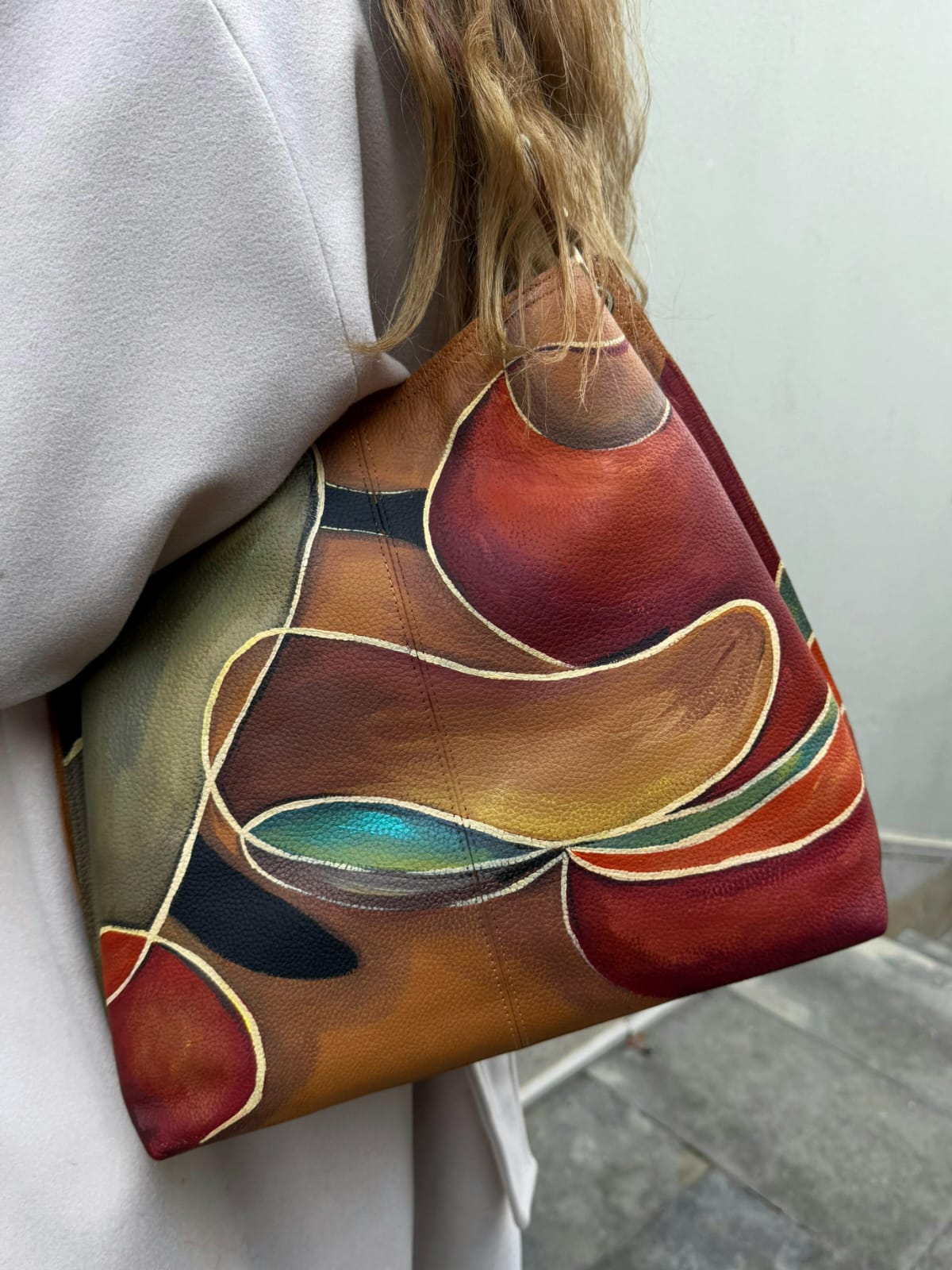 Large Leather Bag Olive X Colors