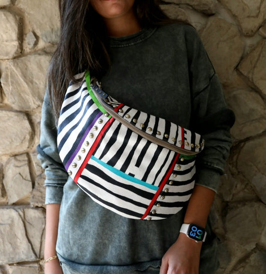 Leather Bumbag Black X Zebra