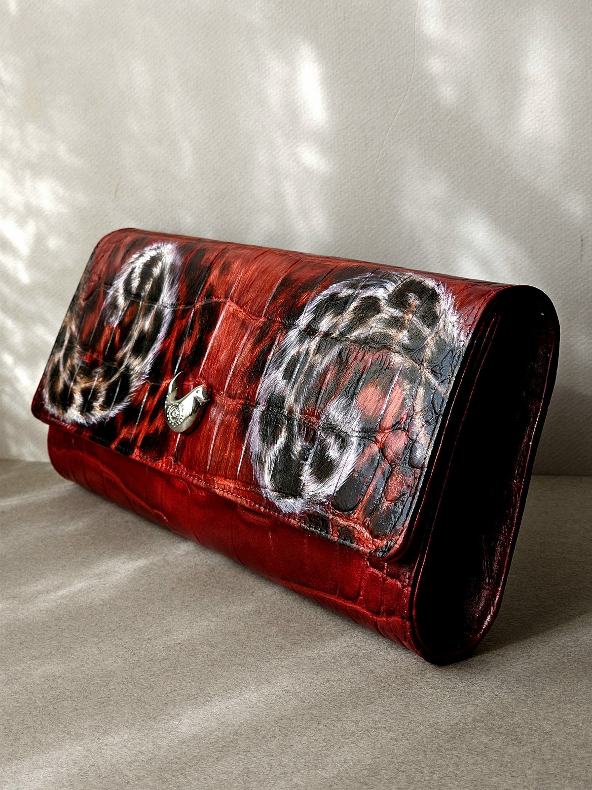 Leather Clutch X Crimson Swirl
