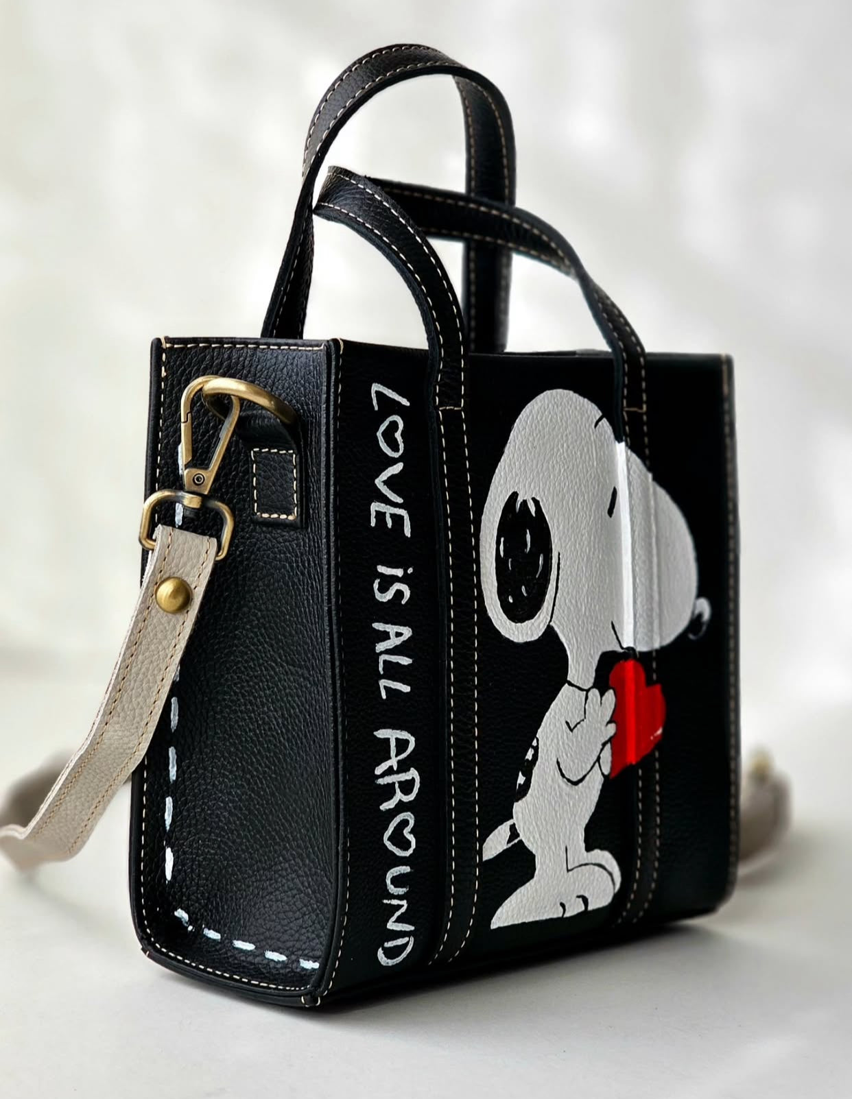 Mini Tote Bag Black X Snoopy Love