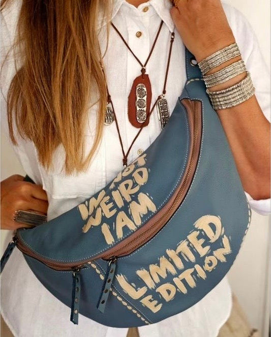 Leather Bumbag Blue X Im Not Weird