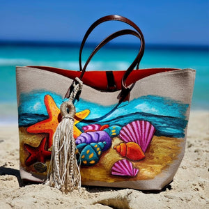 Beach Bag with Tassel X Seashells
