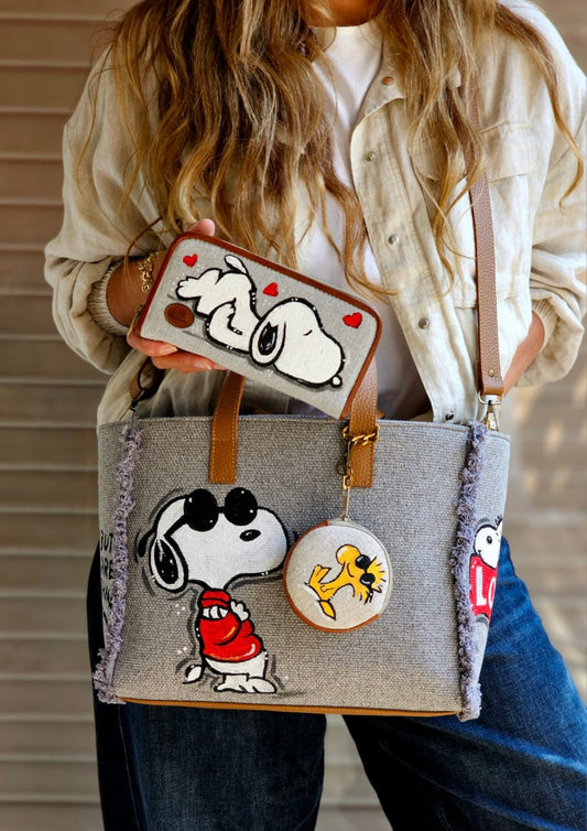 Grey Snoopy Tote Bag + Wallet