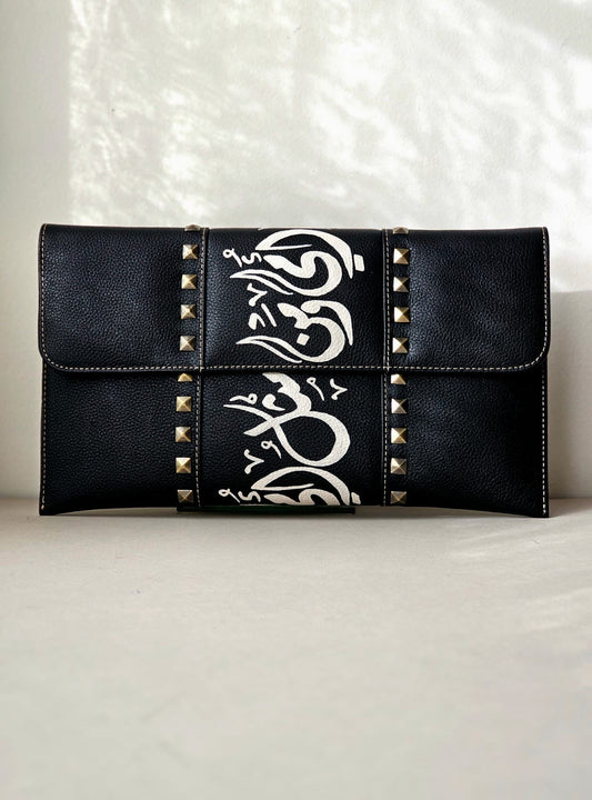 Leather Envelope with Studs Black Envelope
