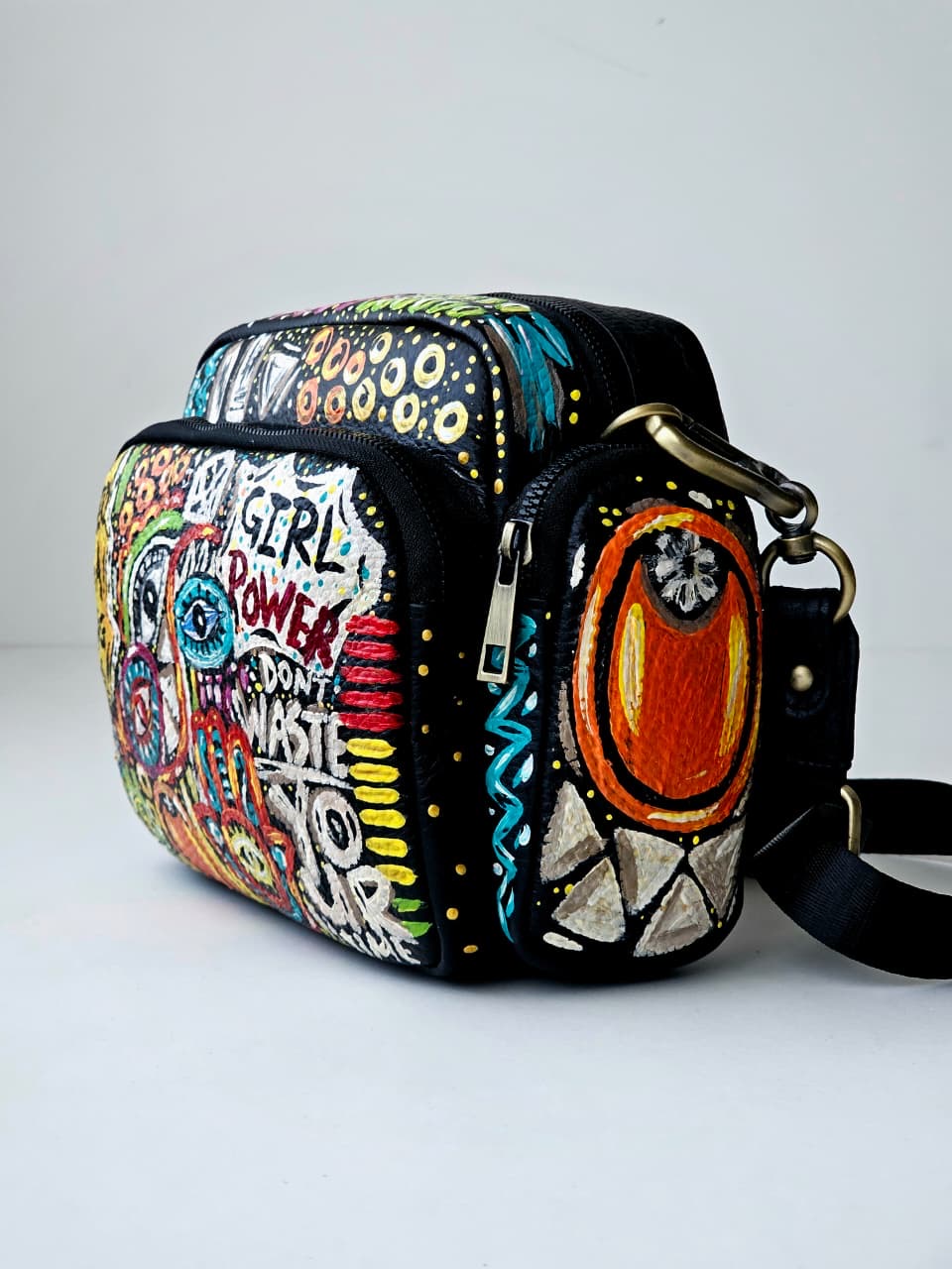 Leather Cross Bag Black X Girl Power