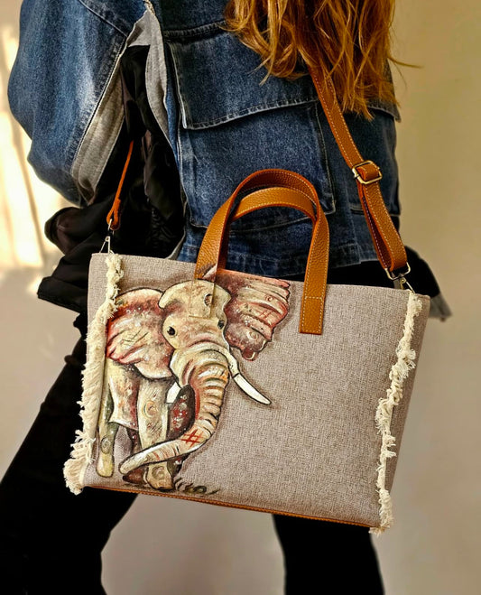 Beige Tote Bag Elephant