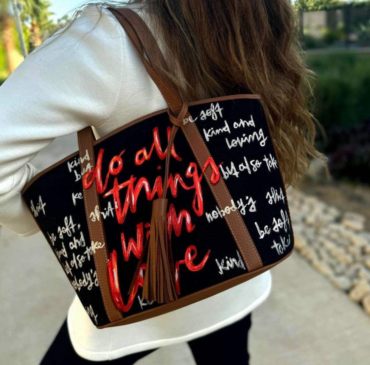 Black Havan Striped Bag Black and Red
