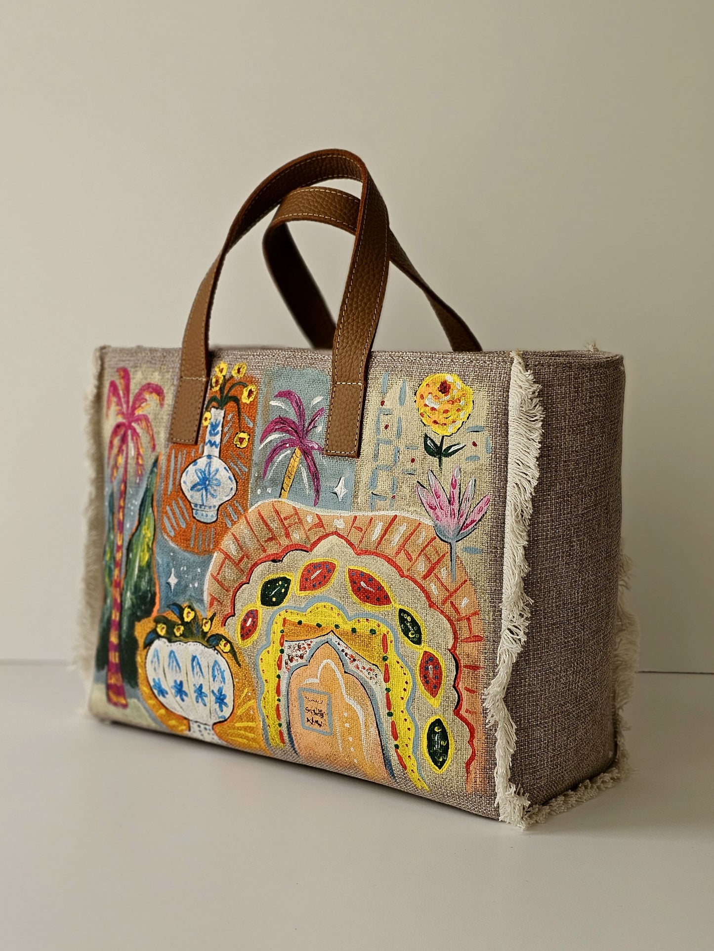 Beige Tote Bag X Colorful
