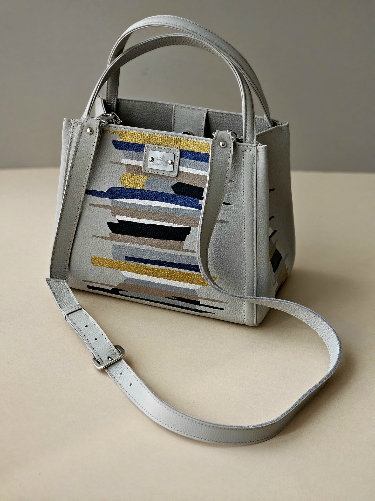 Leather Cross Bag Beige #1