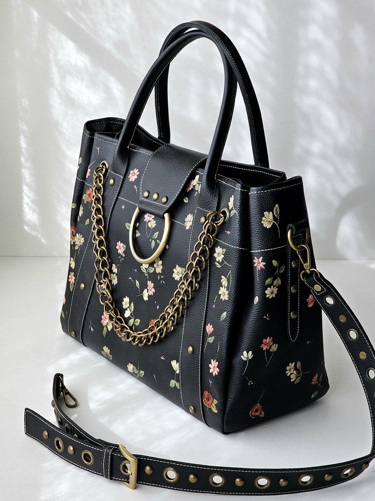 Leather Bag with Ring X Elegant Blooms