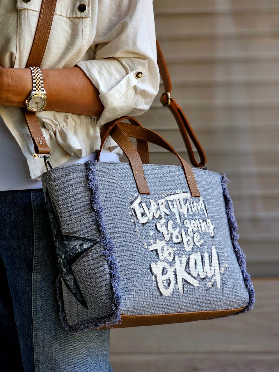 Grey Tote Bag X Everything will be Ok