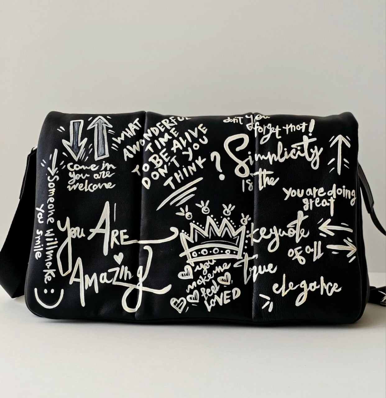 Bold leather Black Base X White