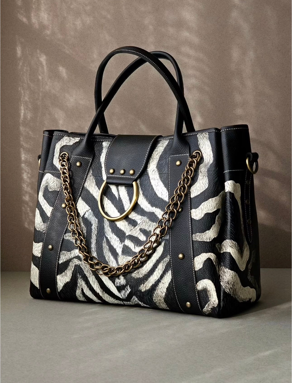 Leather Bag with Ring X Zebra Chic