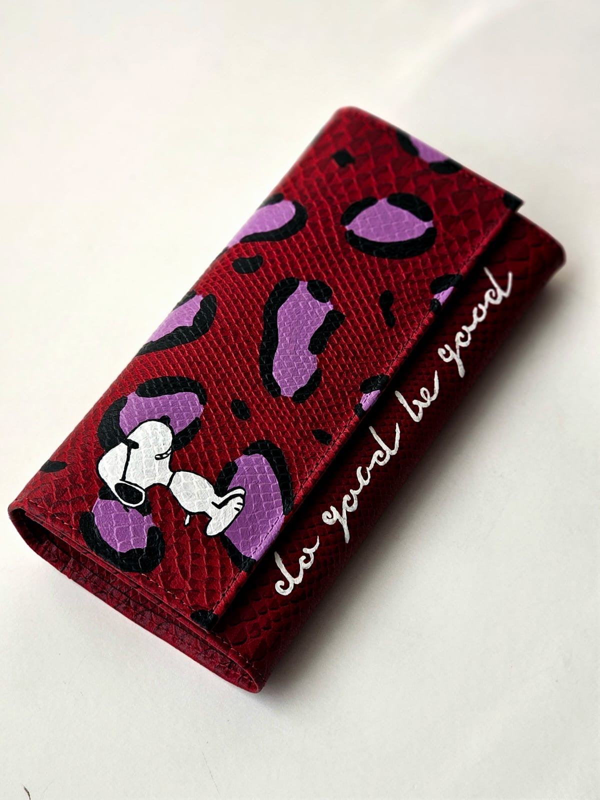 Leather Wallet Red Base X Snoopy