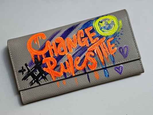 Leather Wallet Beige X Orange