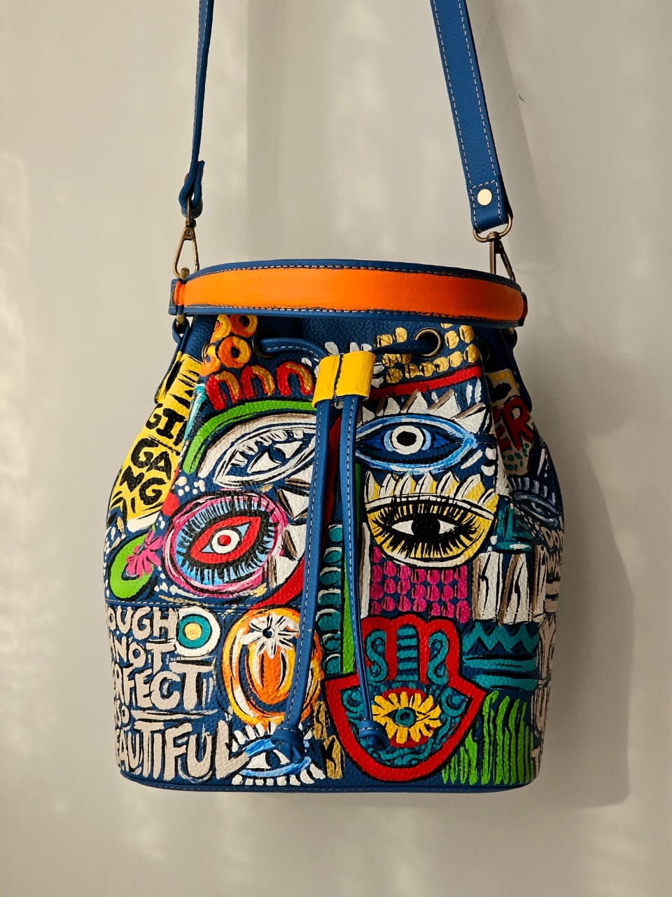 leather Bucket Blue X Eyes Design