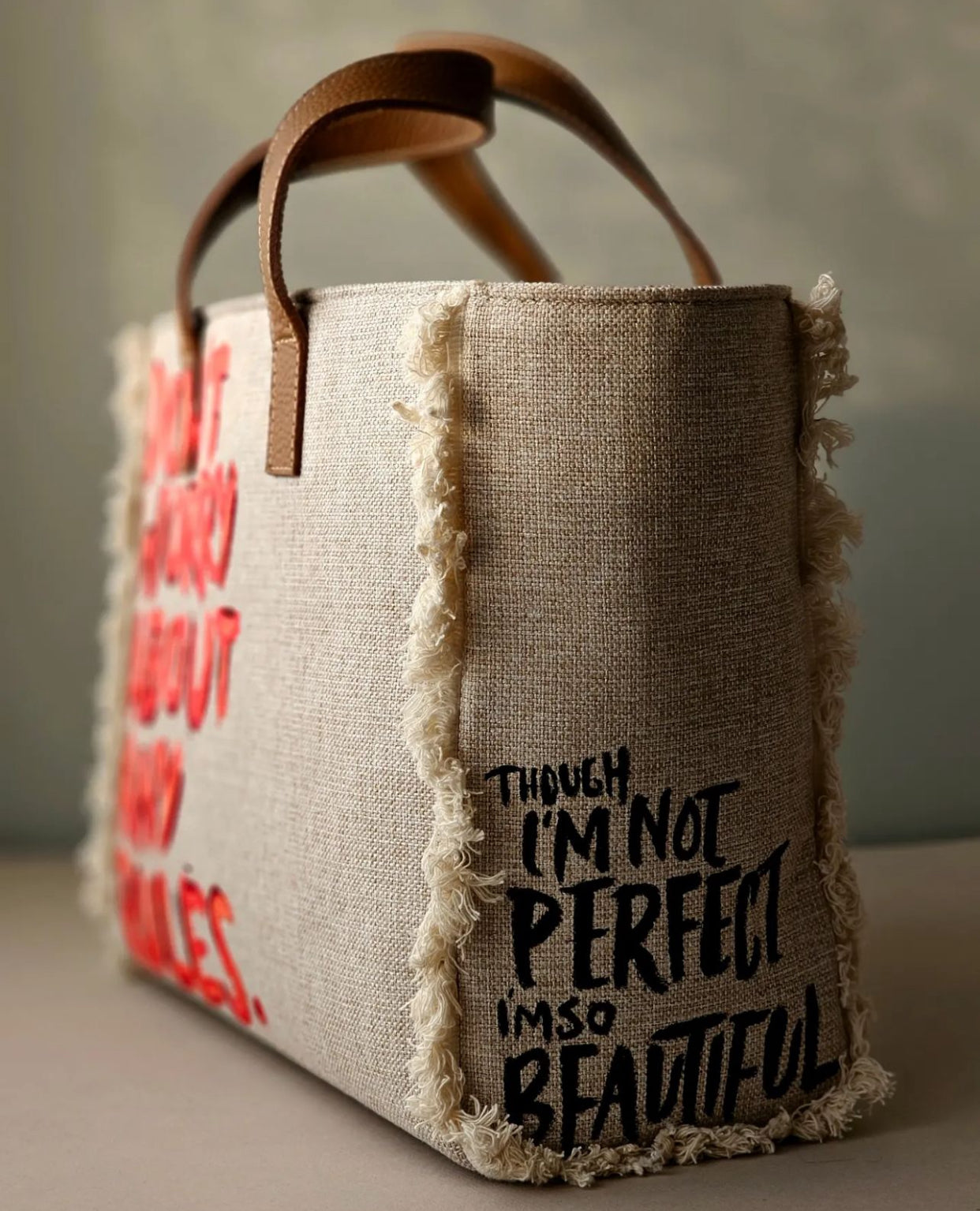 Beige Tote Bag Orange Star