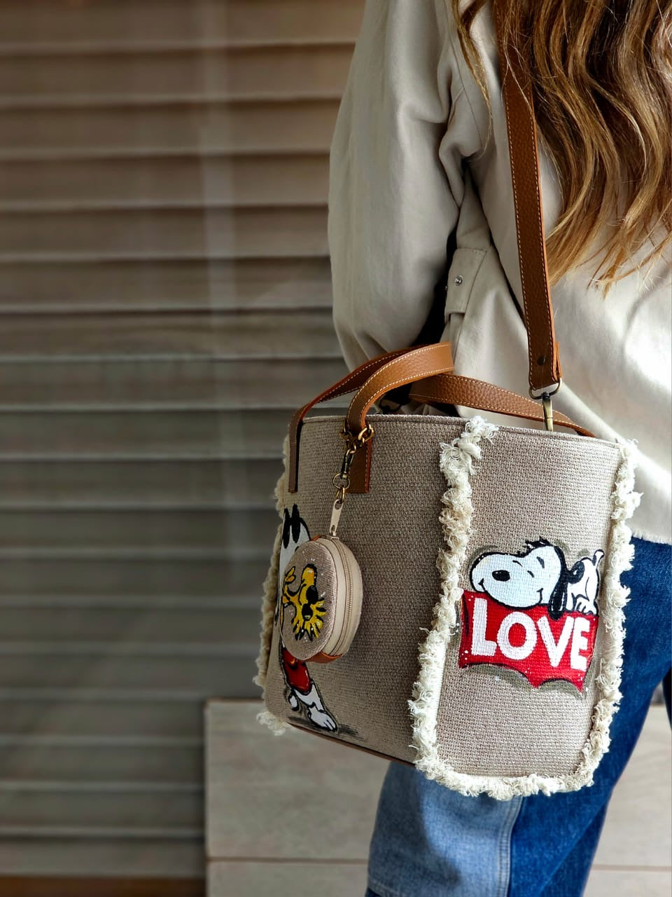 Beige Tote Bag X Snoopy