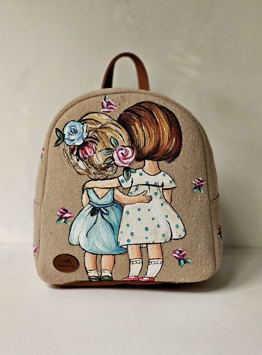 Fabric Mini Backpack Beige Little Girls