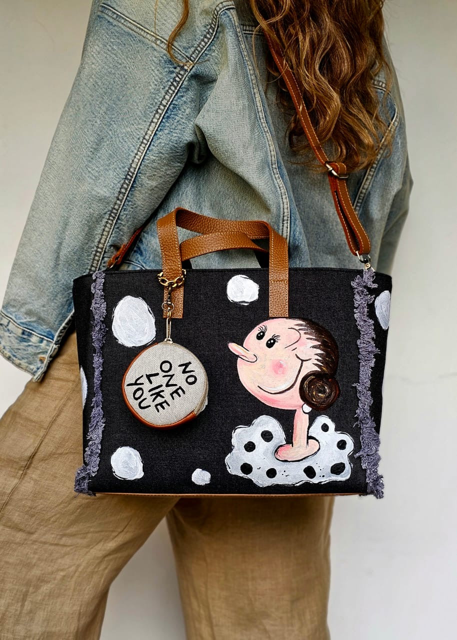 Black Jeans Tote Bag Olive