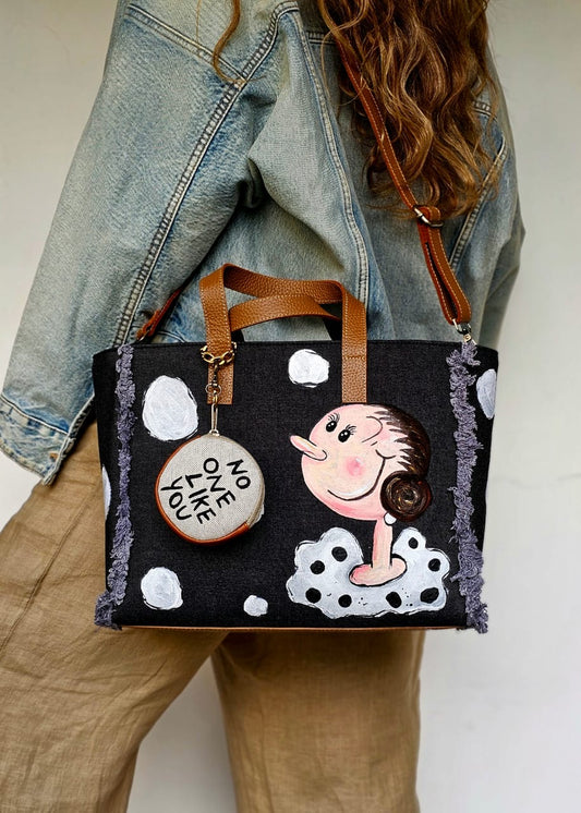 Black Jeans Tote Bag Olive