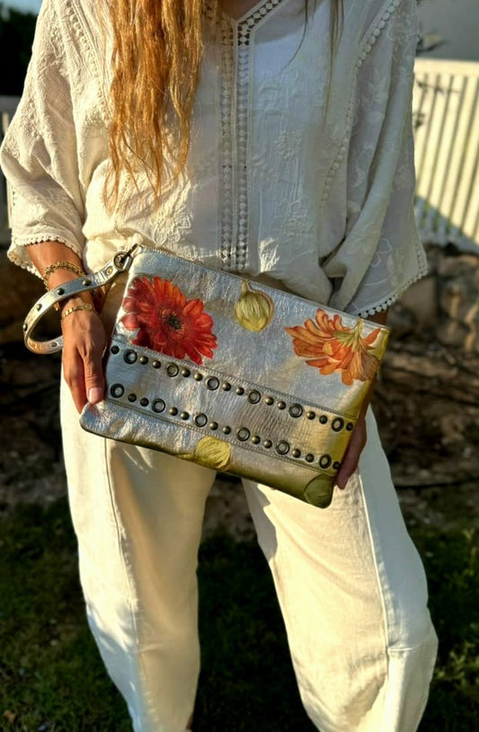 Golden Studs Clutch X Floral