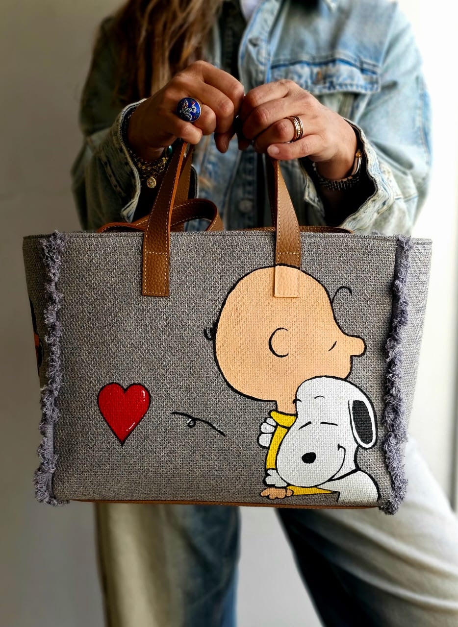 Grey Tote Bag X Snoopy & Charlie