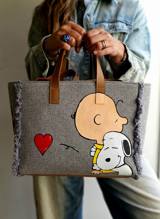 Grey Tote Bag X Snoopy & Charlie
