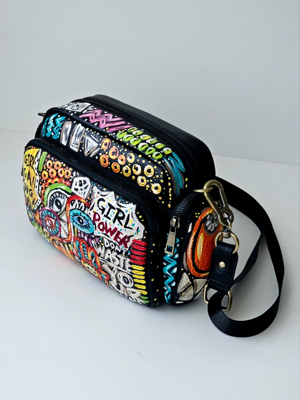 Leather Cross Bag Black X Girl Power