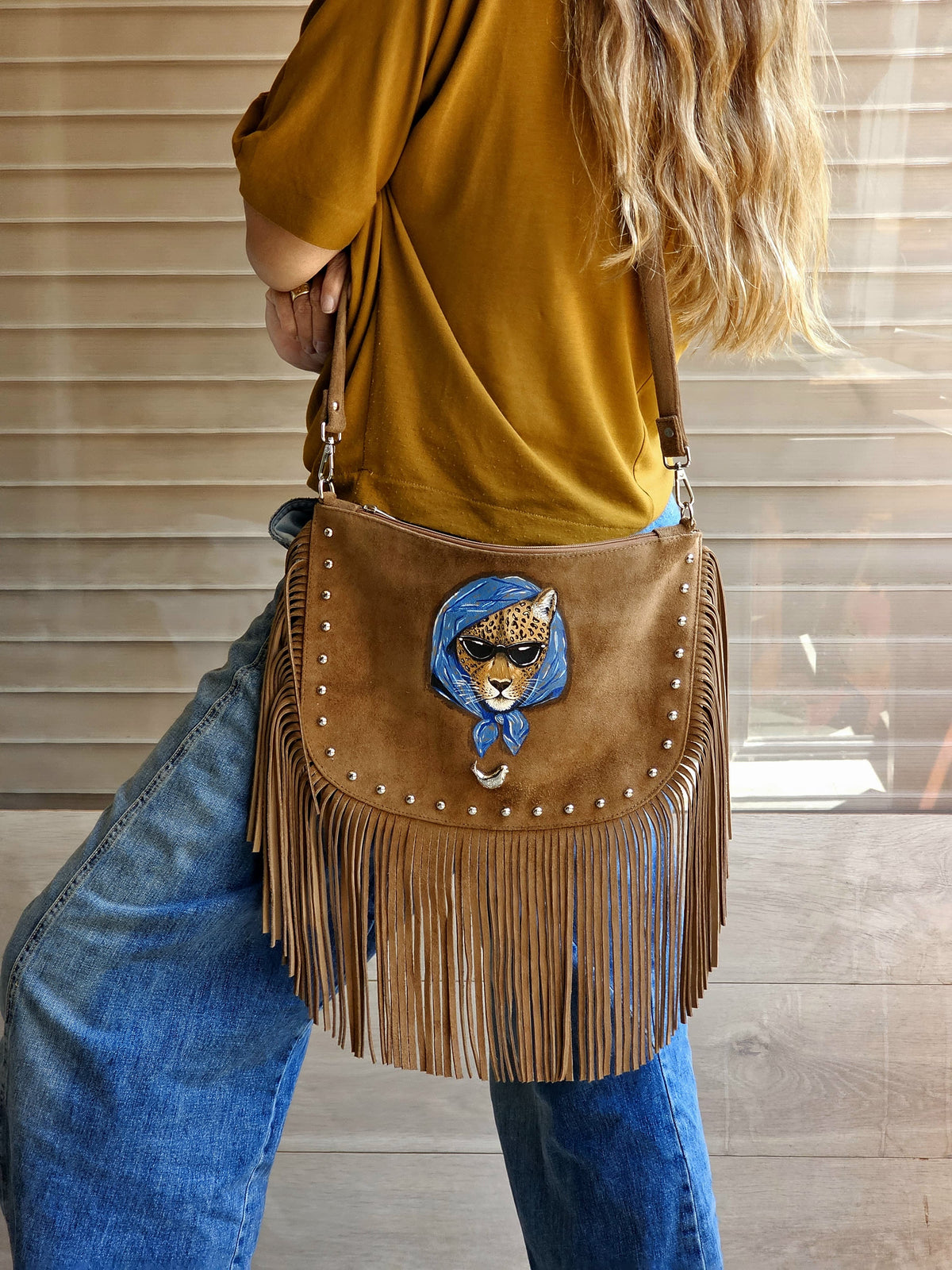 Leopard Fringe Bag