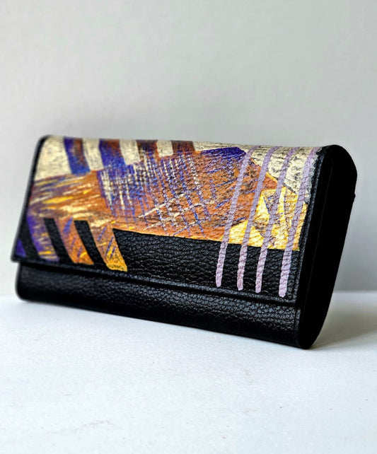 Leather Wallet Black X Gold