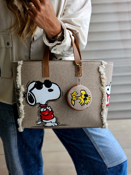 Beige Tote Bag X Snoopy