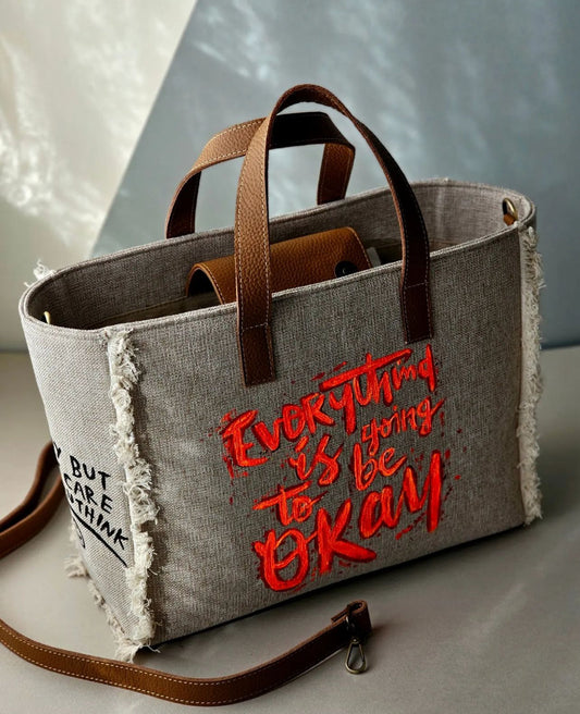 Beige Tote Bag Orange