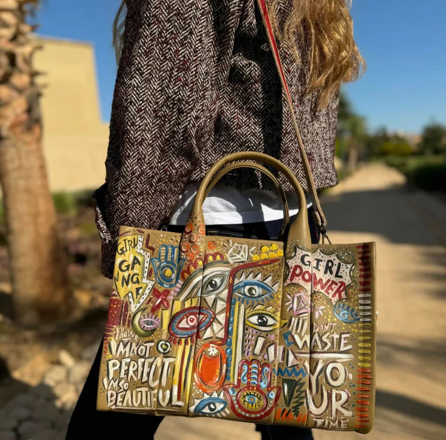 Large Tote Bag Olive X Multi Color