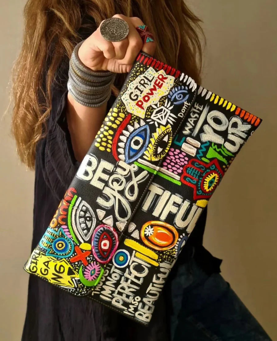 Leather Envelope Multicolor Art Black Base