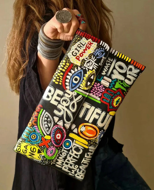 Leather Envelope Multicolor Art Black Base