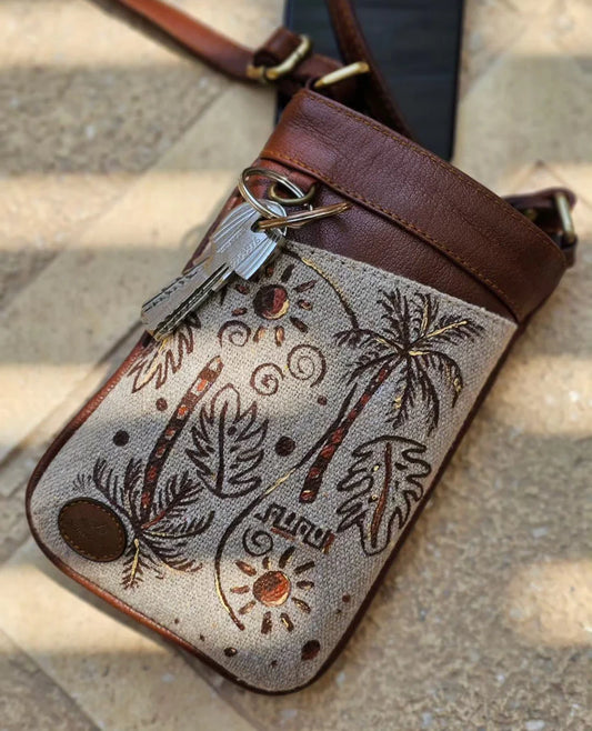 Mobile Cross Bag Canvas Brown