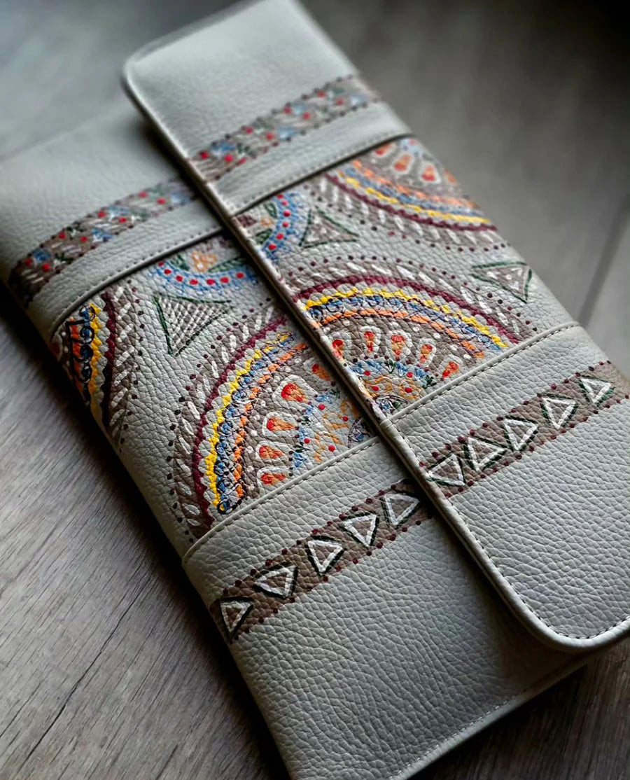 Leather Envelope Multi Color Beige Base