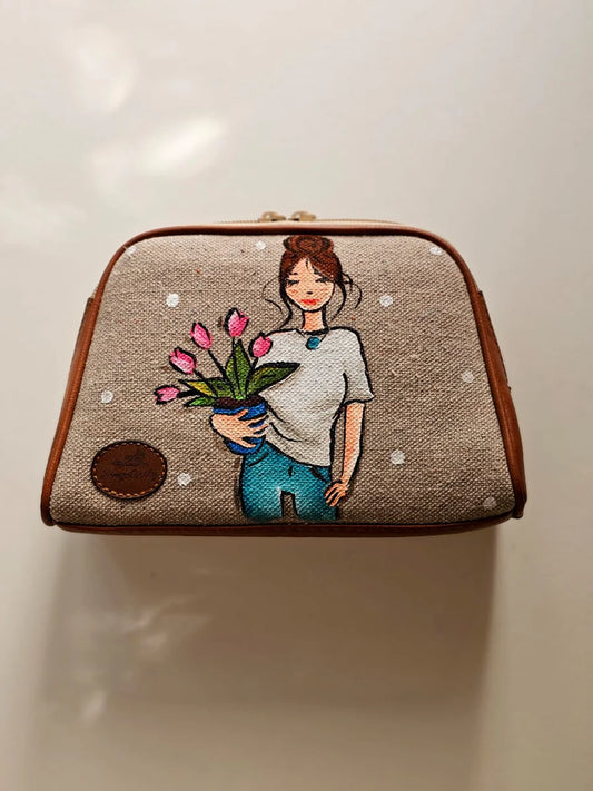 Makeup Pouch Beige X White