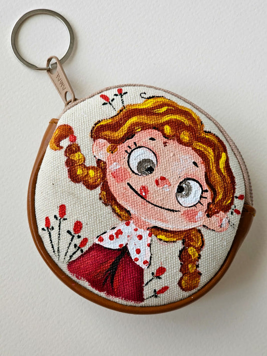 Coin Purse Beige X Orange Hair