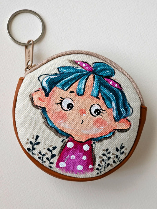 Coin Purse Beige X Blue Hair