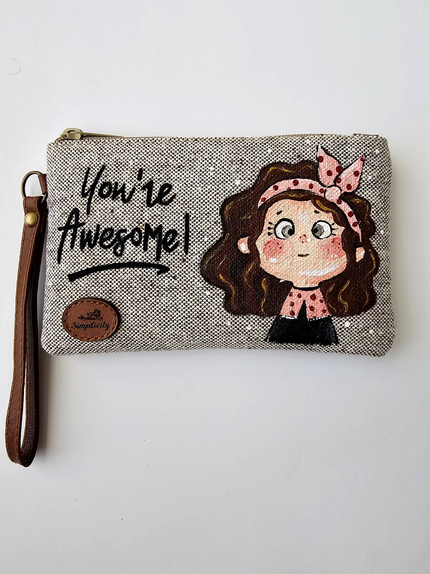 Mini Pouch Beige X Pink Bow