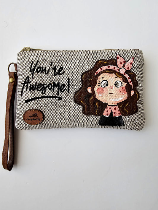 Mini Pouch Beige X Pink Bow