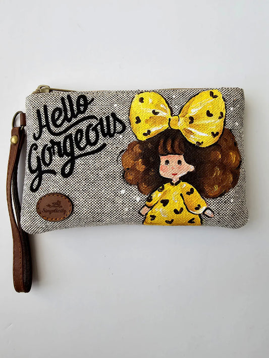Mini Pouch Beige X Yellow Bow