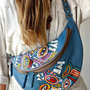 Leather Bumbag Light Blue Base