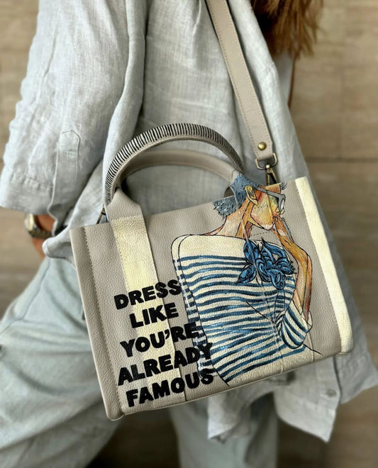 Medium Tote Bag Beige X Blue