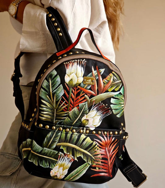 Leather Backpack with Studs Black X Colors