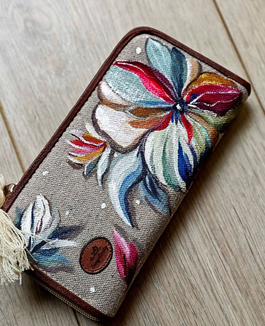 Fabric Wallets White Flower